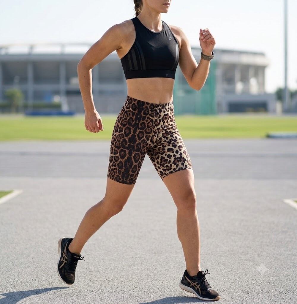 BP. Classic Bike Shorts In Tan/Brown Leopard Animal Print Size small gym workout